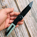 Kansept Warrior T1005T4 – Black TiCN/Stonewashed Tanto D2 Blade, Jade G10 Handle, Kim Ning Design