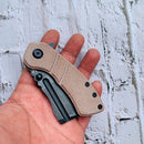 Kansept Knives Korvid Medium KOCH Designed Folding Knife 2.45in 154CM Steel Blade Brown Micarta Handles