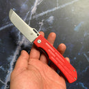Kansept Reedus T1041A2 – 3.5" Stonewashed 154CM Clip Point Blade, Red G10 Handle, Liner Lock – Designed by D.O.C.K.