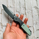 Kansept Warrior T1005S4 – Black TiCN/Stonewashed D2 Blade, Jade G10 & Black Aluminum Bolster, Kim Ning Design