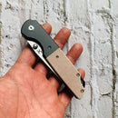 Kansept Warrior T1005S5 – 3.47" Black TiCN-Coated & Stonewashed D2 Drop Point Blade, Brown Micarta Handle with Black Anodized Aluminum Bolster