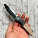 Kansept Warrior T1005S5 – 3.47" Black TiCN-Coated & Stonewashed D2 Drop Point Blade, Brown Micarta Handle with Black Anodized Aluminum Bolster