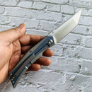 Kansept Naska K1035T3 – 3.75" Satin CPM-S35VN Tanto Blade, Blue & Silver Anodized Titanium Handle, Frame Lock – APK Designs