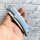 Kansept Naska K1035T3 – 3.75" Satin CPM-S35VN Tanto Blade, Blue & Silver Anodized Titanium Handle, Frame Lock – APK Designs