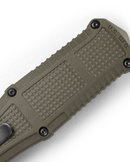 Benchmade Claymore OTF 3370SGY-1 Tactical Knife 3.89in Serrated CPM-D2 Blade Ranger Green Grivory Handles