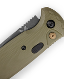 Benchmade 4300BK-02 CLA AUTO Folding Knife 3.4" CPM-MagnaCut Black DLC Battlewash Plain Blade, OD Green G10 Handles