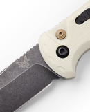 Benchmade 4300BK-03 CLA AUTO Folding Knife 3.4" CPM-MagnaCut Black DLC Battlewash Plain Blade, Ivory G10 Handles