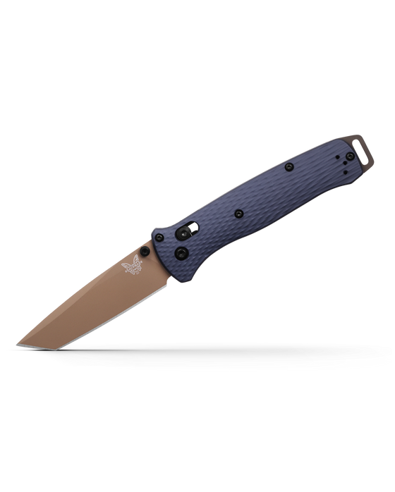 Benchmade 537FE-02 Bailout AXIS Folding Knife 3.38" CPM-M4 Flat Dark Earth Tanto Plain Blade, Crater Blue Aluminum Handles