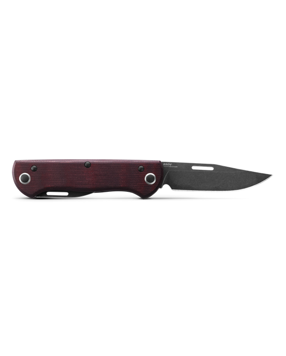 Benchmade WEEKENDER Folding Knife 2 Blades 2.97" & 1.97" CPM-S90V DLC Burgundy Canvas Micarta Handles 317BK-02