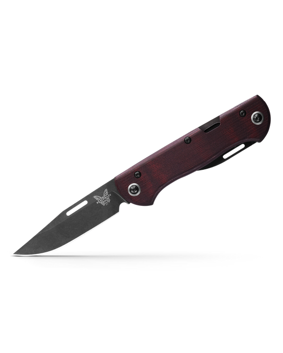 Benchmade WEEKENDER Folding Knife 2 Blades 2.97" & 1.97" CPM-S90V DLC Burgundy Canvas Micarta Handles 317BK-02