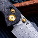 Kansept Fenrir K1034V1 – 3.48" Damascus Blade, Shred Carbon Fiber Handle, Crossbar Lock (Greg Schob Design)