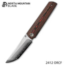 North Mountain Blade CHOP 4 Front Flipper 3.5" SLD San Mai Tanto Blade Orange Ceramic Carbon Fiber Handle 2412-ORCF