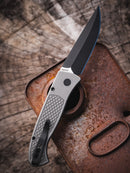 Pro-Tech Brend Classic 2026 Custom 003 blade detail – two-tone DLC MagnaCut drop point with satin flats