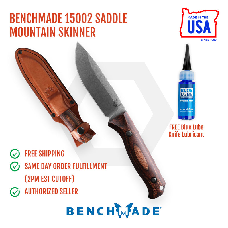 Benchmade 15002 Saddle Mountain Skinner Fixed Blade Knife 4.2in S30V Steel Blade - Leather Sheath