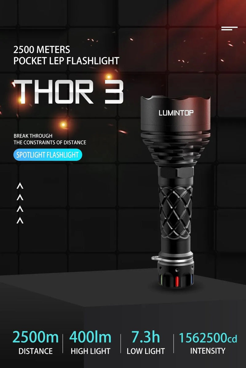 Lumintop Thor 3 Ragnarok – 400 Lumen 2500m LEP Tactical Flashlight