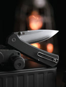 North Mountain Blade Ultra Mini 2628-BK black G10 handle and button lock detail