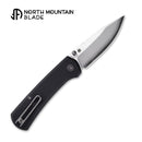 North Mountain Blade Ultra Mini 2628-BK open position showing SLD-Magic drop point blade and pocket clip