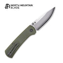 North Mountain Blade Ultra Mini 2628-GR open position showing SLD-Magic drop point blade and pocket clip