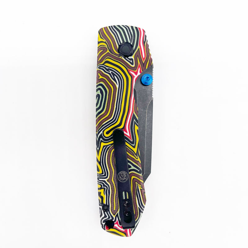 Vosteed Raccoon 14C28N Blackwash Bowie Blade Arcade Pattern G10 Handle