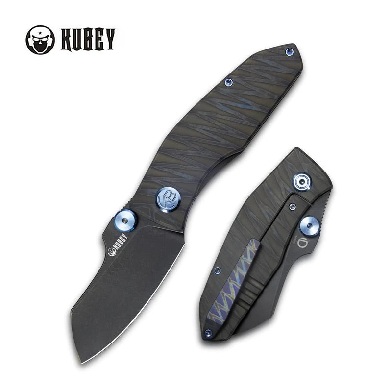 Kubey Monsterdog Frame Lock Titanium Folding Knife 2.95in M390 Steel Blade - KB285E
