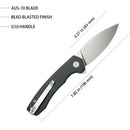 Kubey Knife Calyce 3.27" AUS-10 Black G10 KUB901K