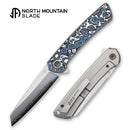 North Mountain Echo 3.5" Sheepsfoot Blade White & Blue Ceramic Carbon Fiber Handle
