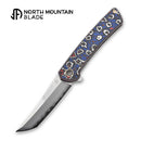 North Mountain Zero 3.5" Tanto Blade Red & Blue Ceramic Carbon Fiber Handle