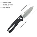 Kubey Knife Bluff 3.19" Sandvik 14C28N Black G10 KUB248D
