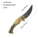 Kubey Scimitar 3.46" 14C28N Brown Ultem KUB173H