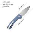 Kubey Knife Calyce 3.27" AUS-10 Blue G10 KUB901M