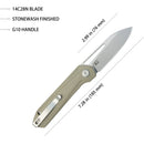 Kubey Knife Royal 2.99" 14C28N Tan G10 KUB321Q