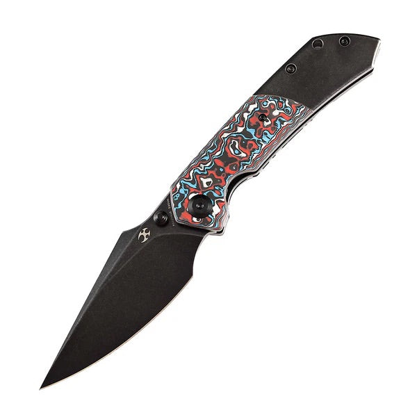Kansept Knives Fenrir K1034A10 Folding Knife 3.38in S35VN Blade Titanium w/ Red/Black/White Carbon Fiber