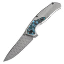 Kansept HAVÃƒËœRN 3.48" Damascus Titanium+Arctic Storm Fat Carbon Inlay Black and white K1069A3