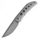 Kansept Tarkin 3.42" Damascus Bead Blasted Titanium with Holes Gray K1078A5