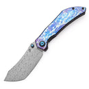 Kansept Tipper 3.38" Damascus Titanium with Lightning Strike Finish Blue Purple K1079A3