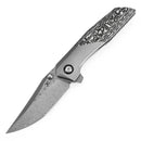 Kansept Deadite 3.52" Damascus Bead Blasted Titanium+Black & White Carbon Fiber Lightning Strike Titanium Color K1081A1