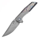 Kansept Deadite 3.52" Clip point Beadblasted Titanium + Titanium with Lightning Strike Finish Plain Blue K1081A2