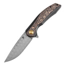 Kansept Accipiter 3.50" Damascus Titanium+Copper Carbon Fiber Color K1007E4