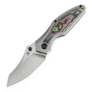 Kansept Baba Yaga 3.06" CPM 20CV Bead Blasted Titanium + 80S Camo Carbon Inlay Yellow, Blue K1074A4