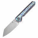 Kansept Bulldozer 3.56" CPM-20CV Titanium with Lightning Strike Finish Blue K1028A5