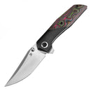 Kansept Deadite 3.52" Satin S35VN Black Stonewashed Titanium+Black/Blue Rose Pattern Carbon Fiber Black and Blue K1081A3
