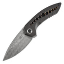 Kansept ODD 21 3.08" Damascus lackwash Titanium with Bronze Anodized Holes Black K1077A3