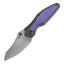 Kansept Baba Yaga 3.06" Damascus Blackwash Titanium + Timascus Inlay + Timascus Clip Blue K1074A8