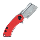 Kansept Mini Korvid 1.45" Damascus with Red Anodized Aluminum Handles - T3030P2