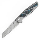 Kansept Cru 3.46" Damascus Plain Titanium & Artic Storm Fatcarbon Plain Blue-K1092A3