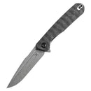 Kansept Qilin 3.43" Damascus Black Rose Carbon Fiber Handles - K1047A2