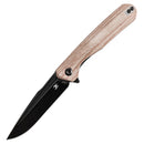 Kansept Qilin 3.43" 154CM Blackwash Brown Micarta Handles - T1047A3