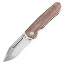 Kansept Superhawk 3.89'' CPM-S35VN Stonewashed Titanium & Brown Micarta-K1084B1