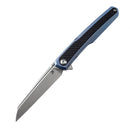 Kansept Arcus K1046A1 – 3.43" Satin CPM-S35VN Wharncliffe Blade, Blue Anodized Titanium Handle with Twill Carbon Fiber Inlays