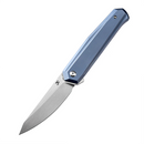 Kansept Integra K1042A3 – 3.63" Stonewashed M390 Drop Point Blade, Blue Anodized Titanium Handle, Frame Lock – Designed by JK Knives
